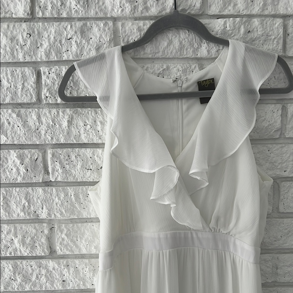 Lord & Taylor White Ruffle Dress